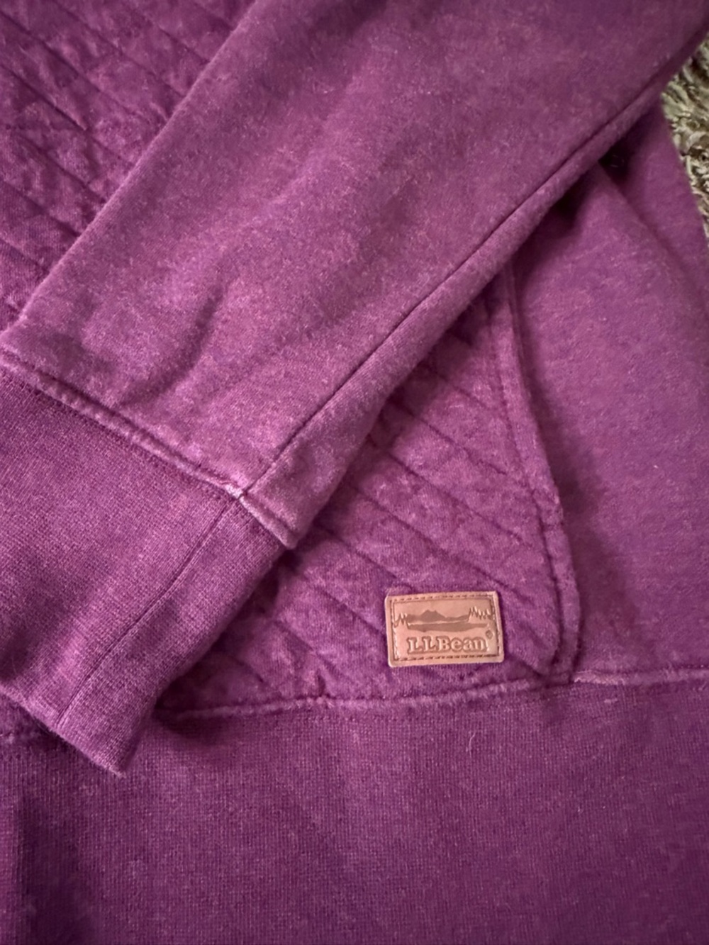 L.L. Bean Quilted Half-Zip Sweater Pullover - Plum - Picture 3 of 4